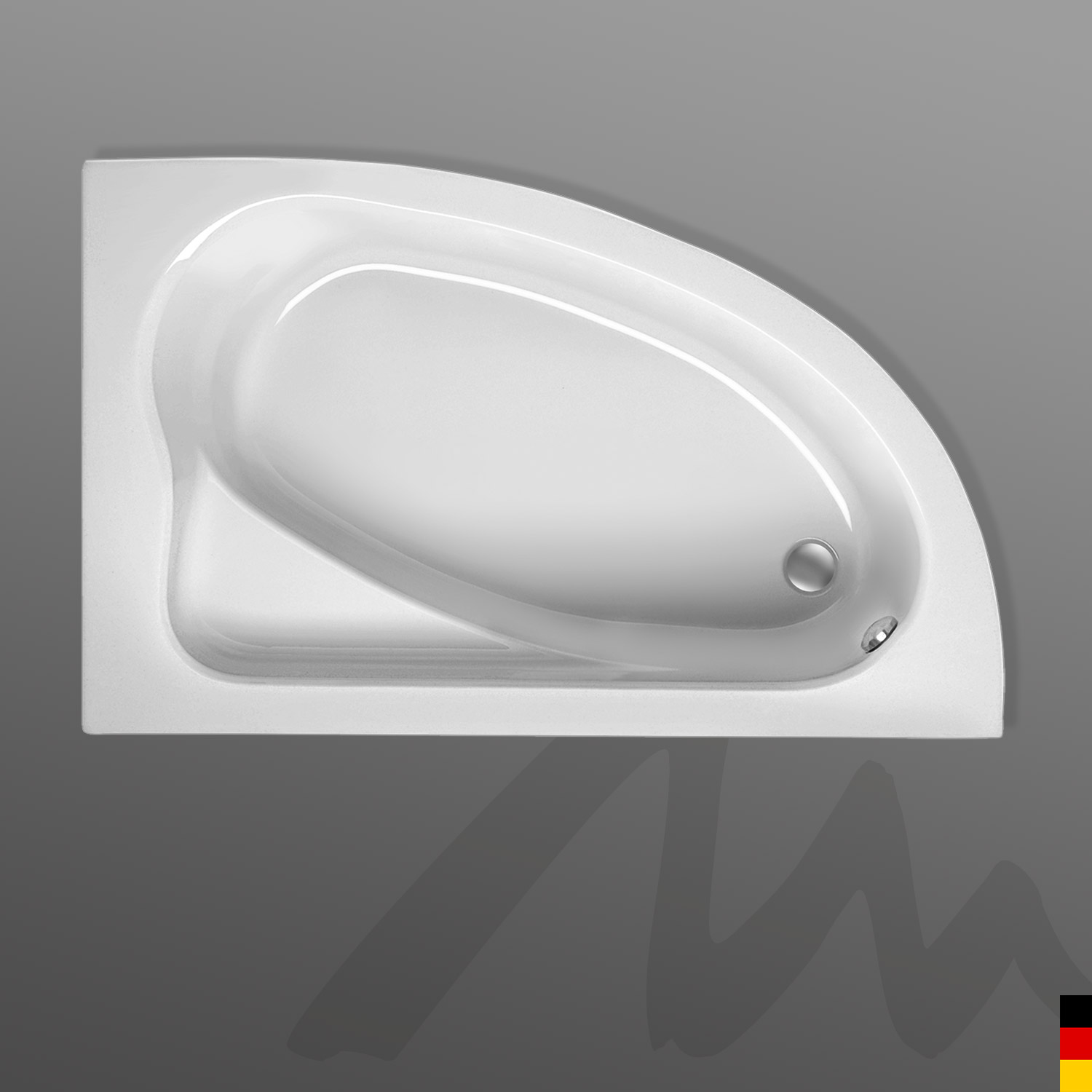 Mauersberger Badewanne Eckwanne Aspera 160/100 Ausführung links  160x100x41cm  Farbe:weiß Weiß mit Schürze Links