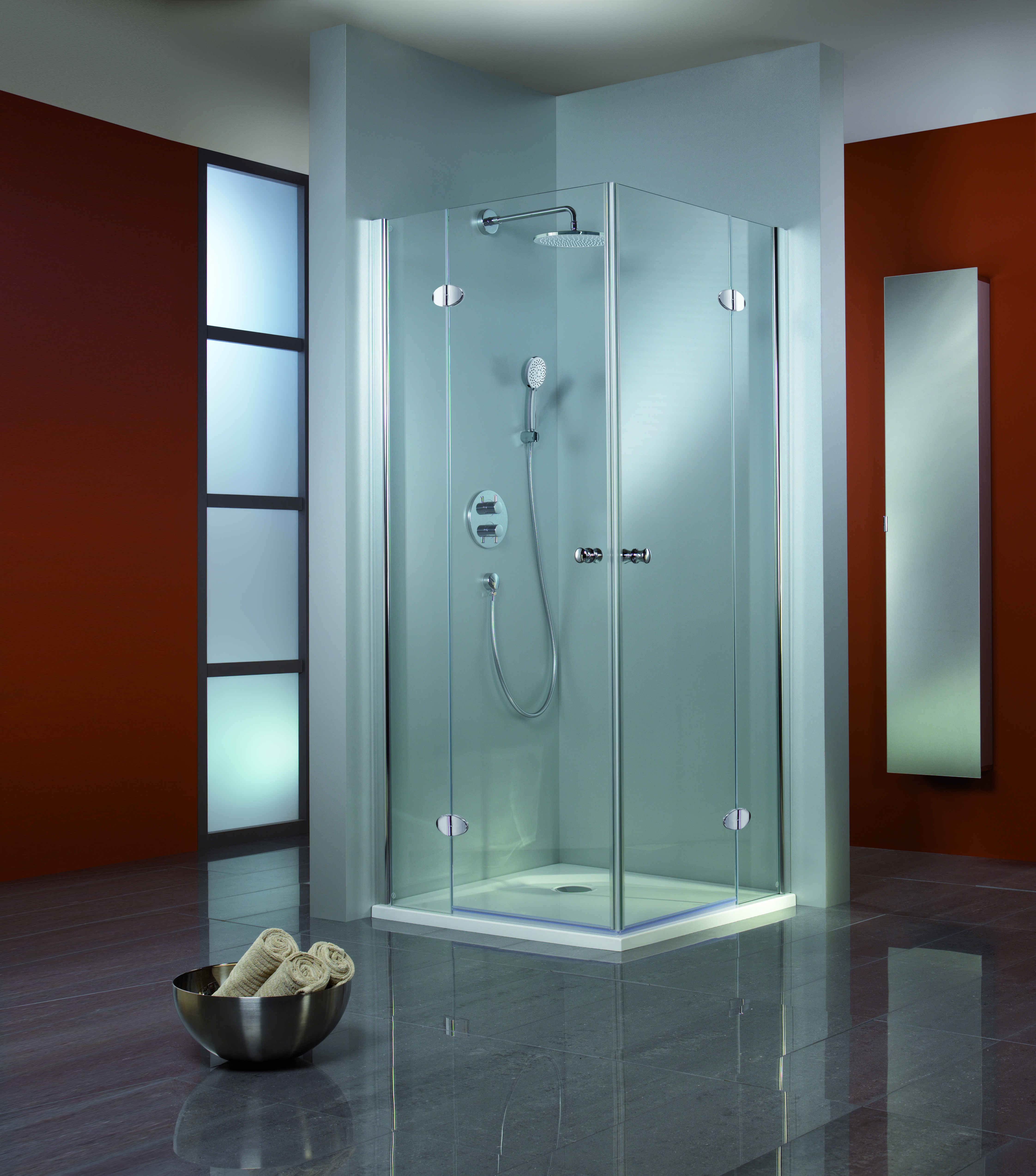HSK Premium Classic Dusche mit Eckeinstieg 90x80 cm ohne/klar hell/alu silbermatt