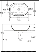 Badkeramik Design Aufsatzwaschtisch oval