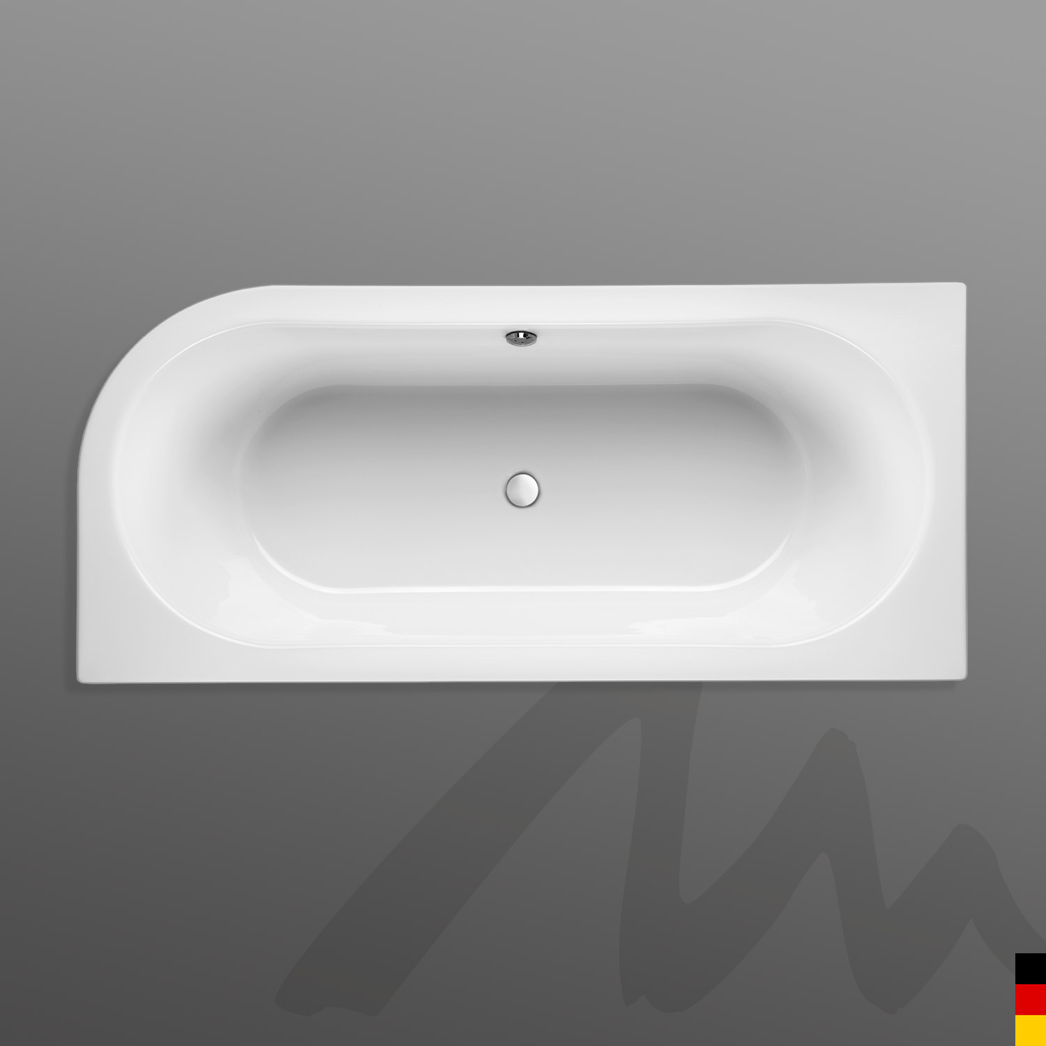 Mauersberger Badewanne Oval Primo 1 - 180/80 uno Ausführung rechts  180x80x45  Farbe:rein-weiß