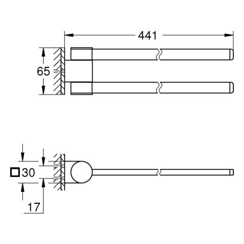GROHE Handtuchhalter Selection 41063 2-armig schwenkbar nickel