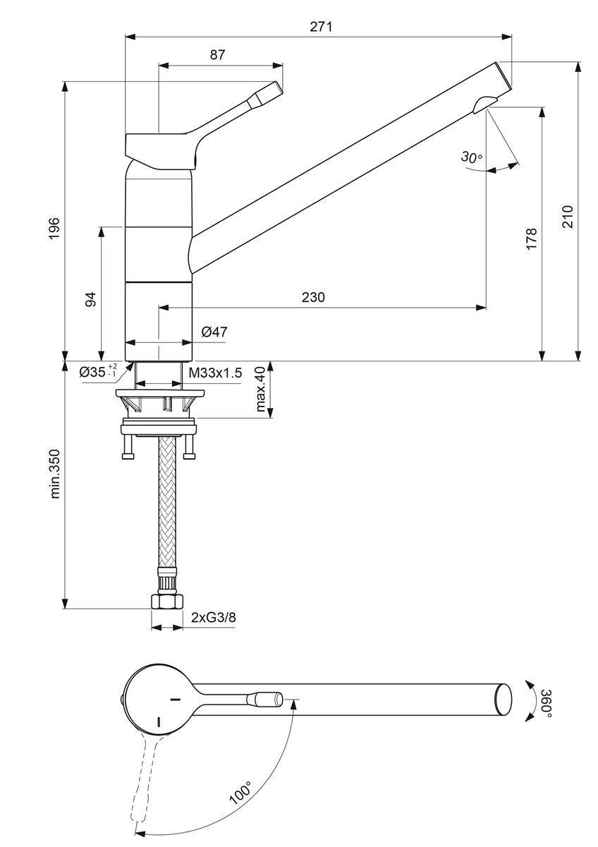 IS Display Küchenarmatur Ceralook m.hohem Auslauf Ausld.230mm Chrom