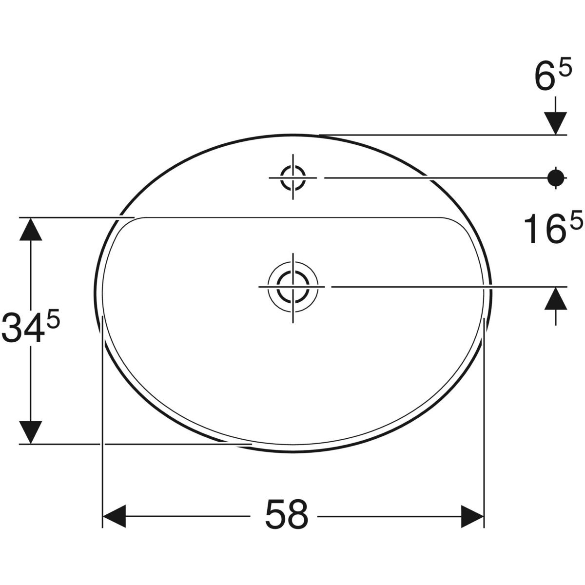 GE VariForm Einbauwaschtisch, oval mit Hahnlochbank, 60x48cm, o. Ül., weiß