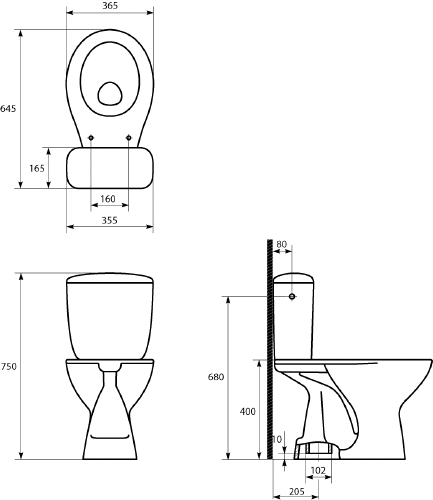 Badkeramik Universal WC-Kombination inkl. WC-Sitz