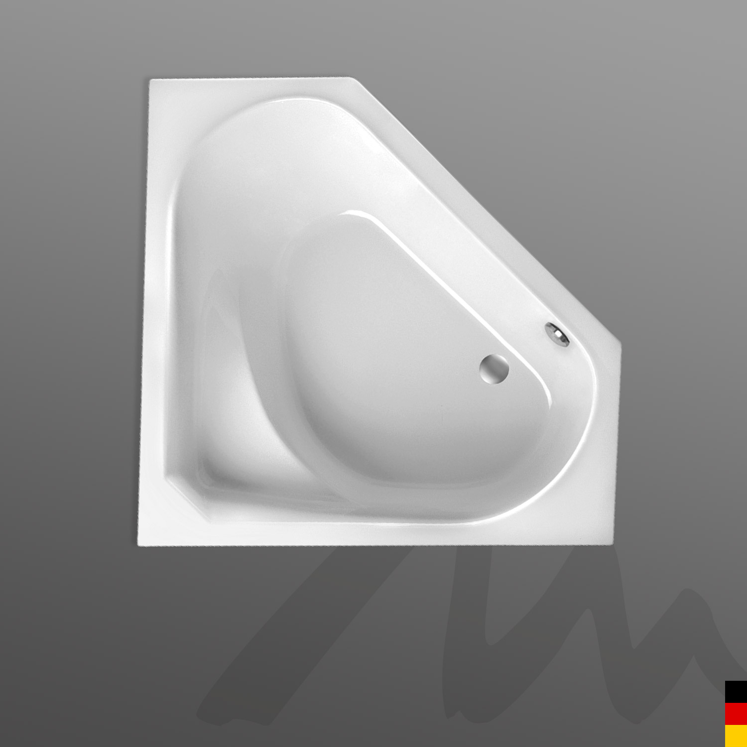Sedum 133x133x48,5cm, Farbe:weiß, Badewanne Eckwanne Weiß ohne Whirlsystem ohne Soundsystem Ohne Beleuchtung