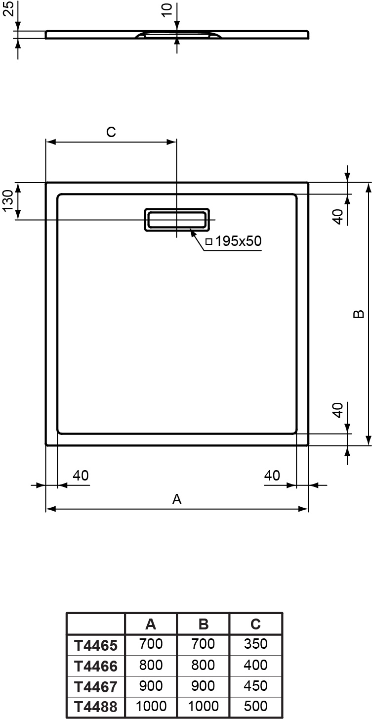 IS Quadrat-Brausewanne Ultra Flat New 1000x1000x25mm Weiß