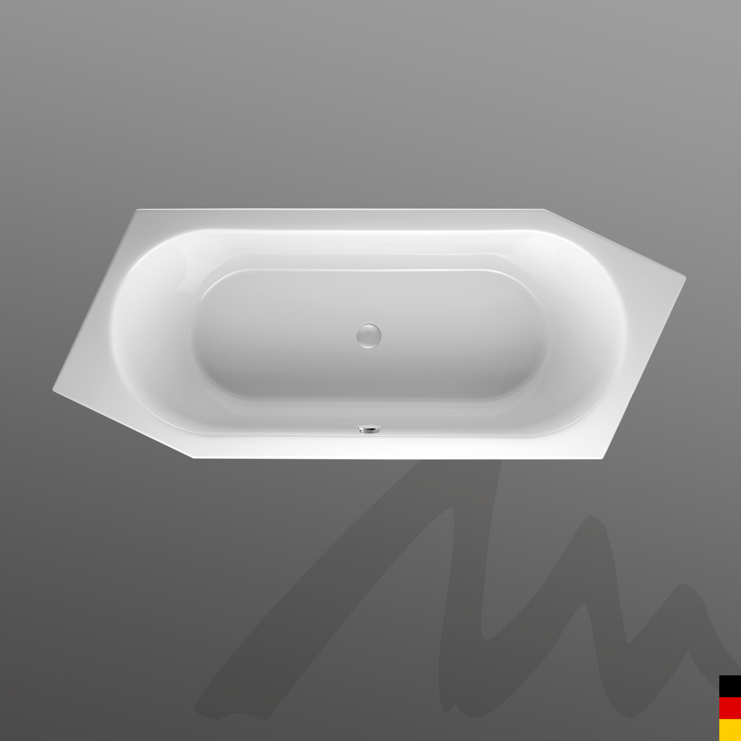 Mauersberger Badewanne 6-Eck Ovata asym 205/80 Ausführung rechts  205x80x45cm  Farbe:rein-weiß
