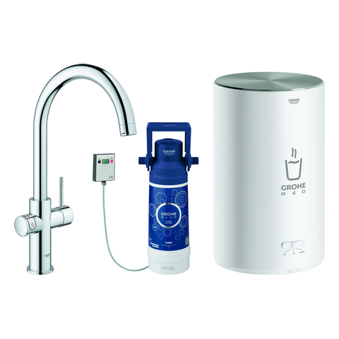 GROHE Armatur und Boiler GROHE Red Duo 30083_1 M-Size C-Auslauf chrom
