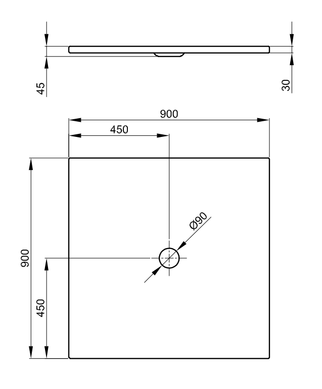 Bette Floor - 900×900 mm Weiß inkl. Antirutsch inkl. Wannenträger