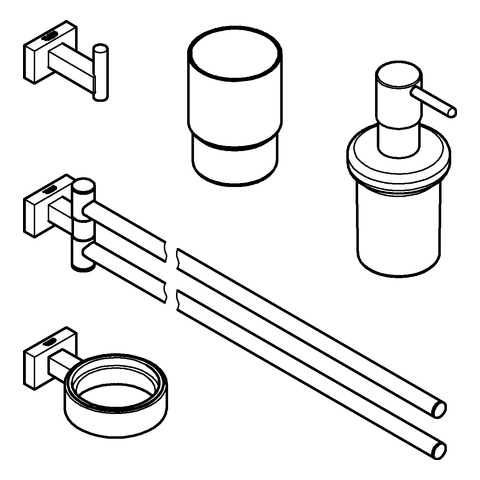 GROHE Waschtisch-Accessoire Set 4-in-1 Essentials Cube 40847_1 chrom