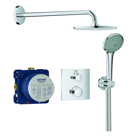 GROHE UP-Duschsystem Grohtherm 34734 mit FMS eck./SmartBox/Kopfb./Brauseset chrom
