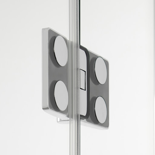 HSK Aperto Drehtür pendelbar an Nebenteil mit verkürzter Seitenwand 75 x 90 cm Twinseal (zweifach) Mattglas schwarz matt Stangengriff 164 mm links